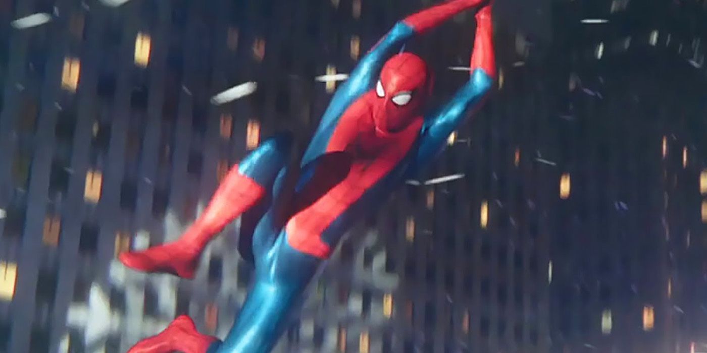 Spider-Man's final swing in his new costume at the end of No Way Home.