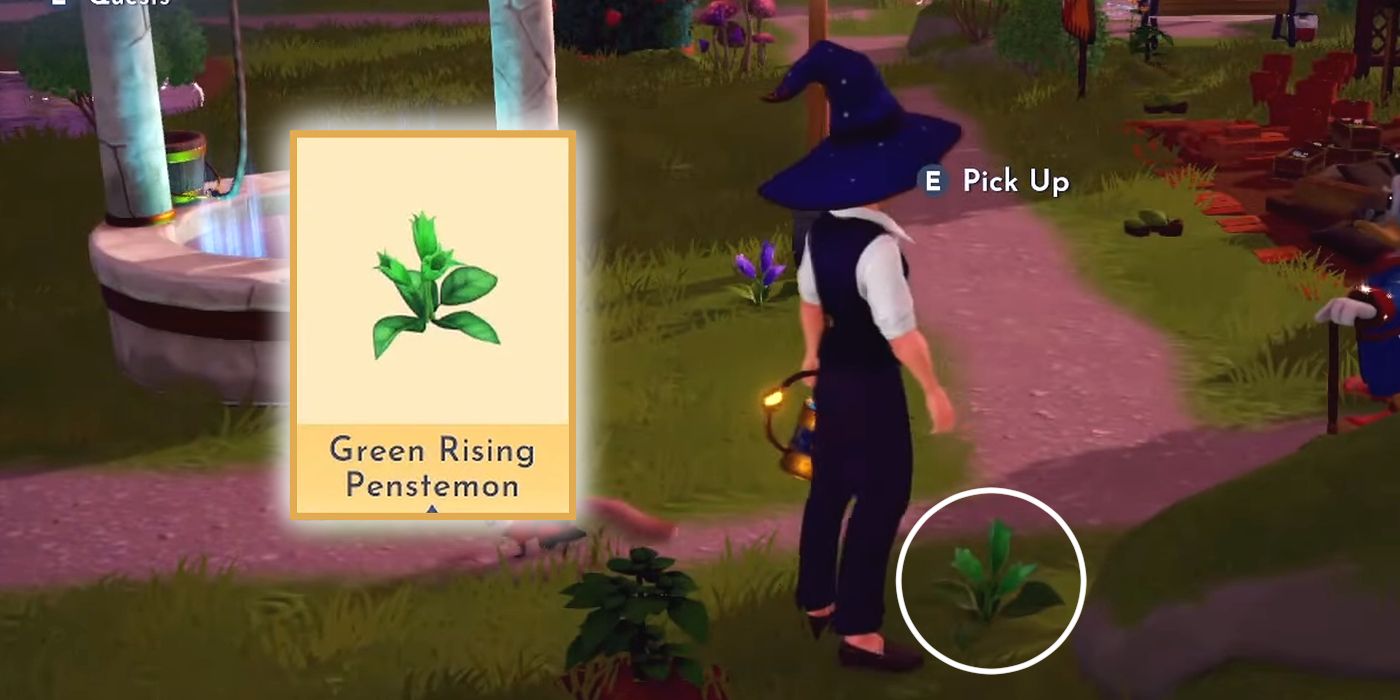 Picking Up a Green Rising Penstemon in the Peaceful Meadow of Disney Dreamlight Valley