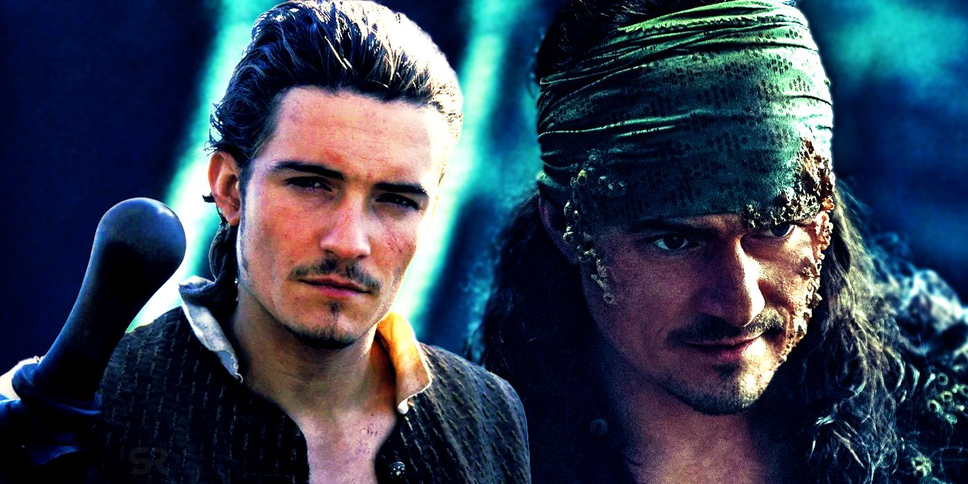 Orlando Bloom as Will Turner transforming in Pirates of the Caribbean 5