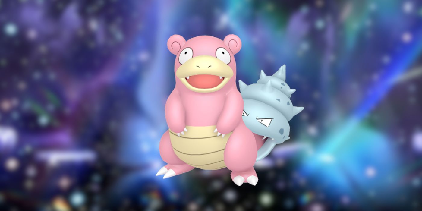 Slowbro with a Tera Raid happening in the background in Pokémon Scarlet & Violet