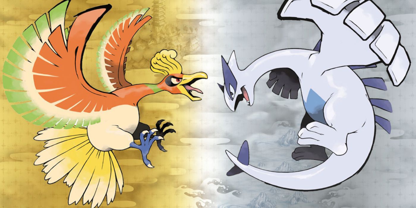 Arte principal de Pokémon HeartGold e SoulSilver com Ho-Oh e Lugia.