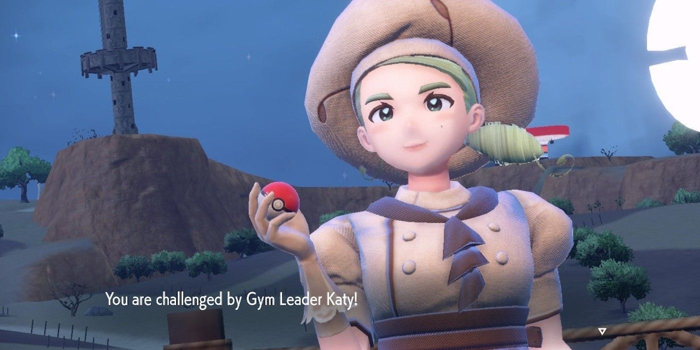 Gym Leader Katy preparing to battle in Pokémon Scarlet and Violet.