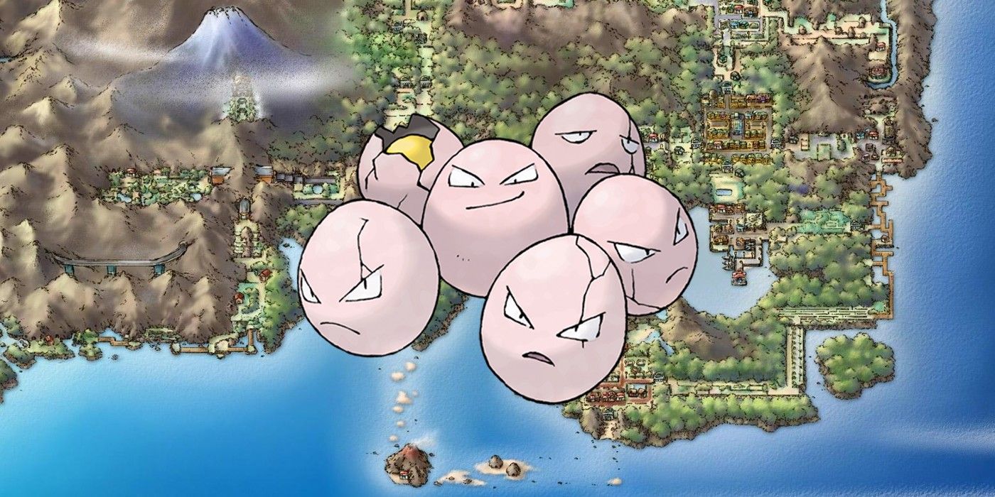 Exeggcute on a map of Kanto from Pokémon