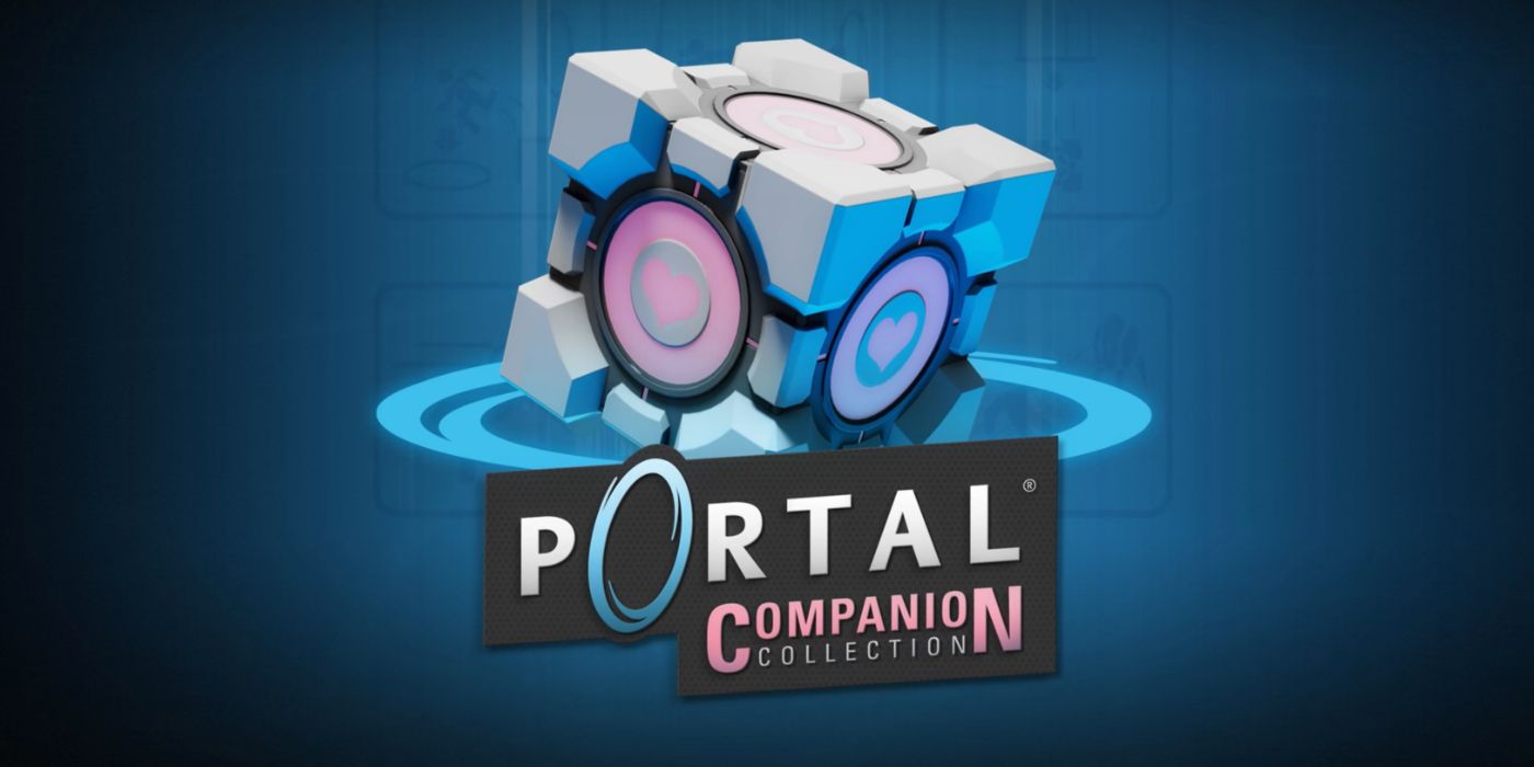 Portal Companion Collection promo art featuring the games' Companion Cube.