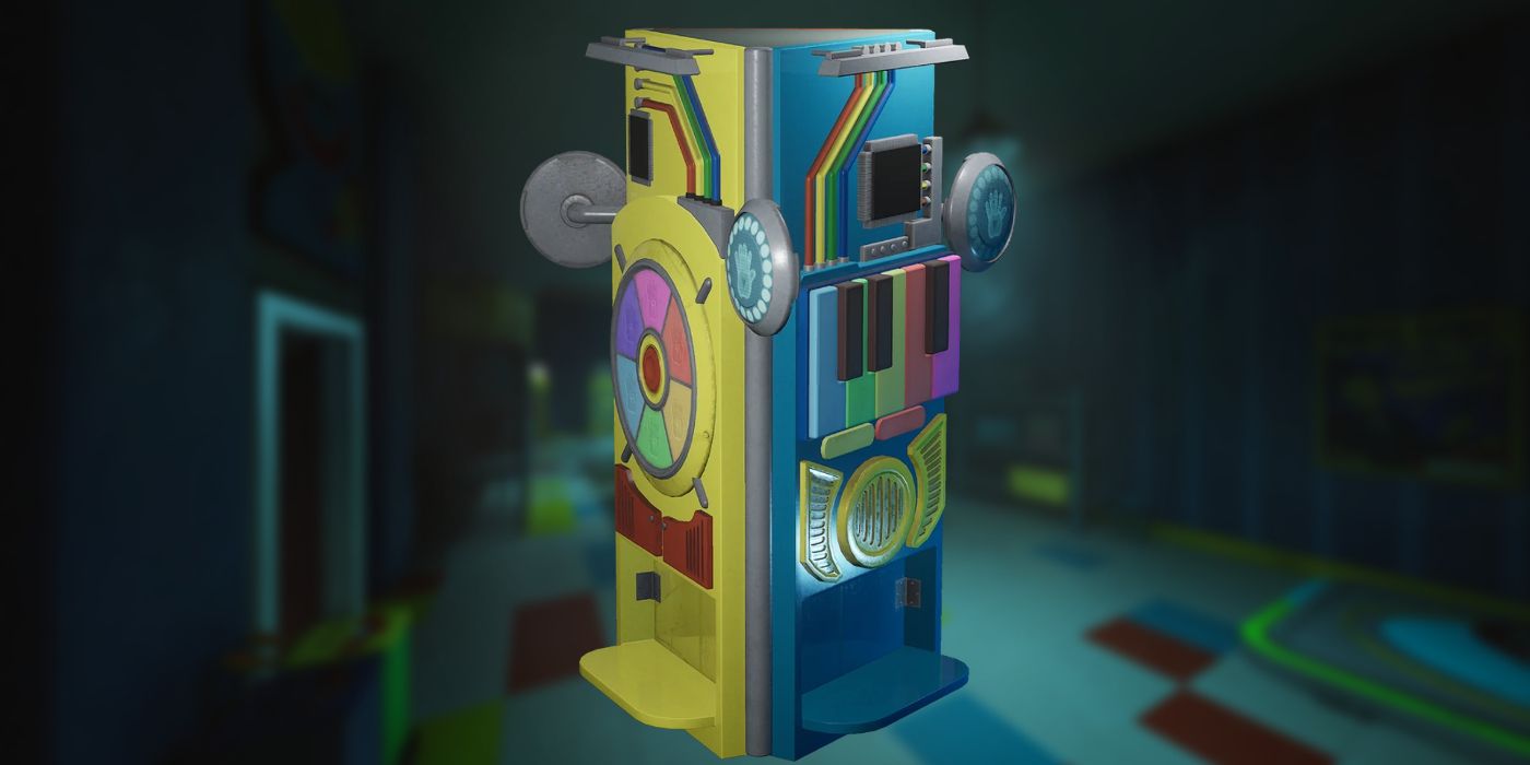 Um recorte de um pilar de quebra-cabeça, destacado no mapa Toy Factory no Project Playtime.
