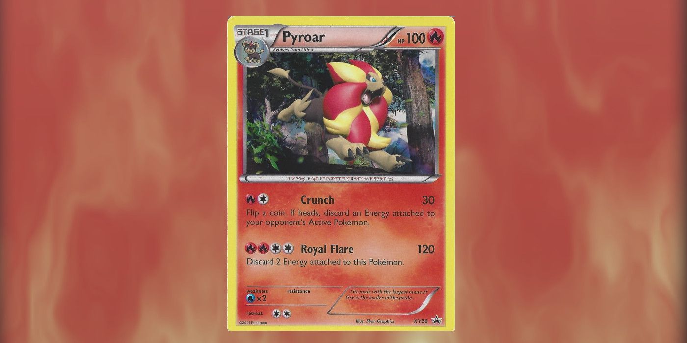 A Black Star Promo card of Pyroar from the Pokémon Trading Card Game.