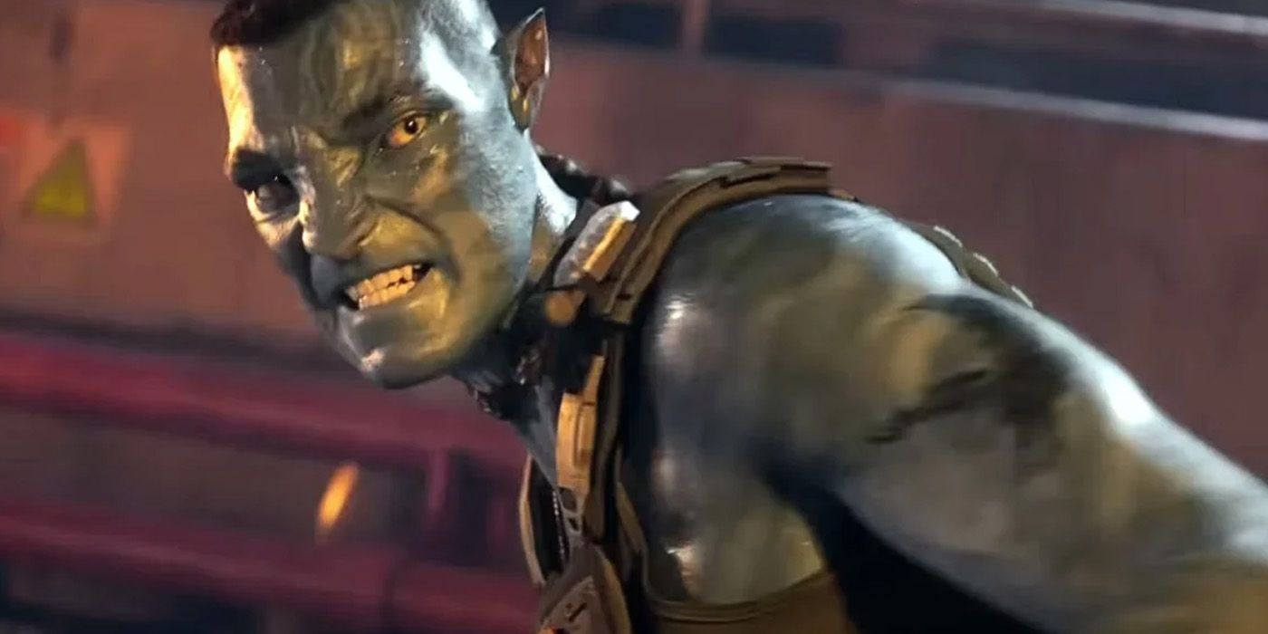 Quaritch looking angry in Avatar The Way of Water