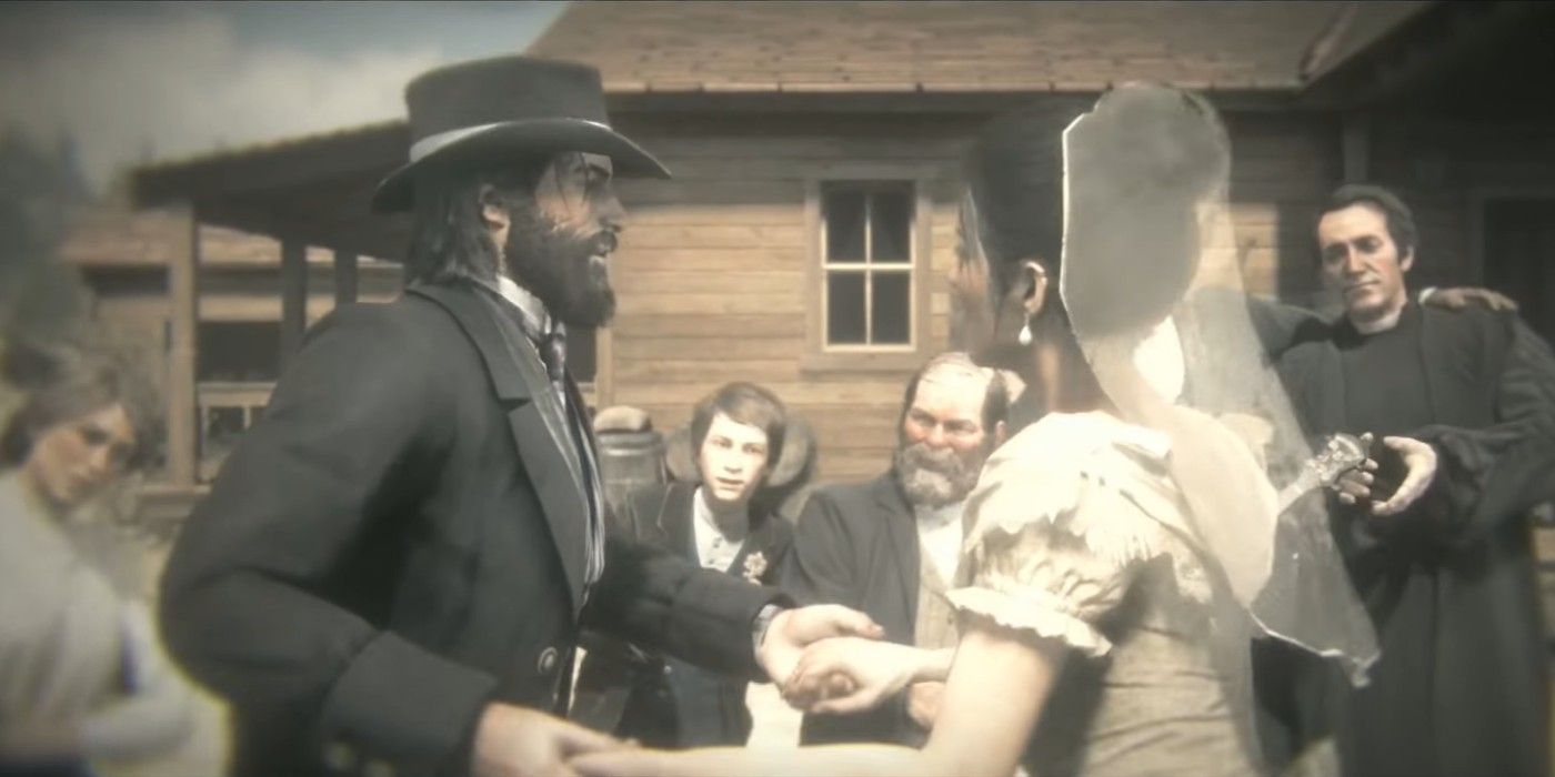 John and Abigail's wedding during Red Dead Redemption 2's credits