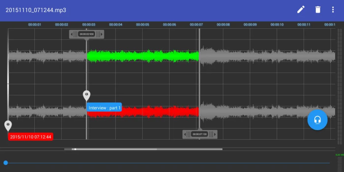 Audio files will appear in the RecForge II app