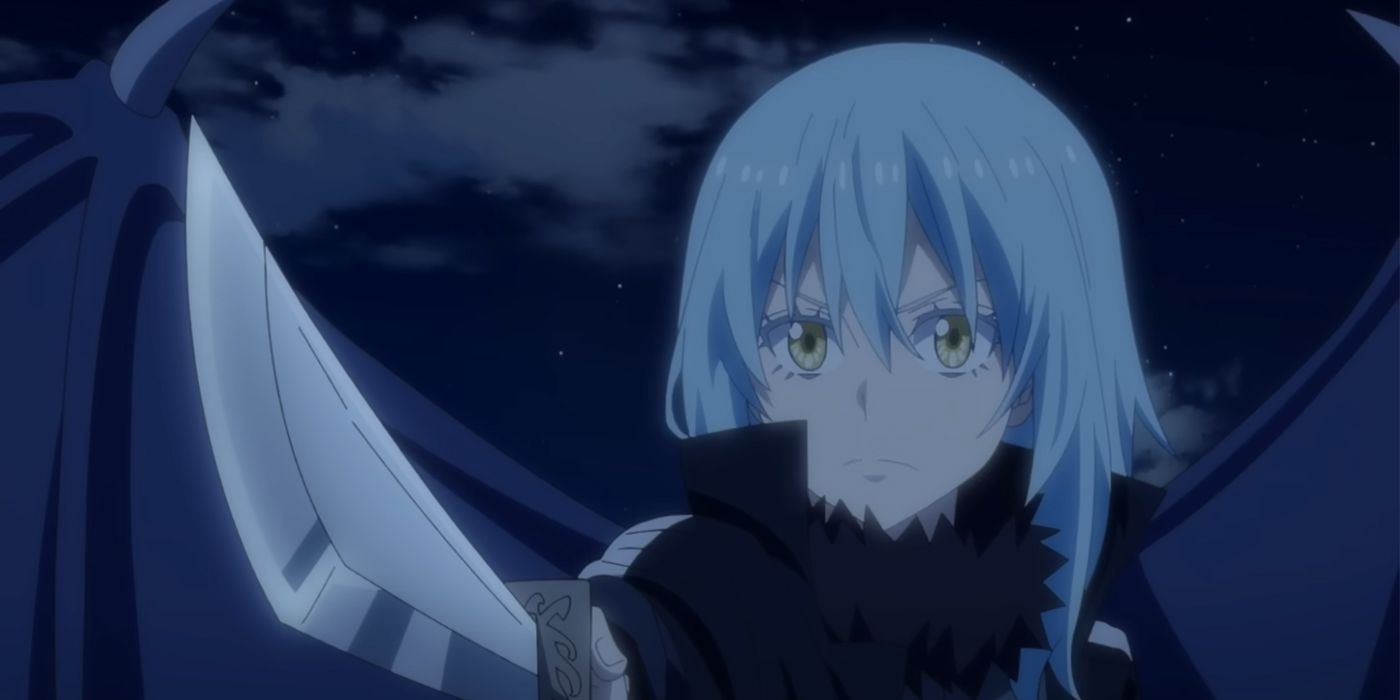 Rimuru from That Time I Got Reincarnated as a Slime pointing a sword.