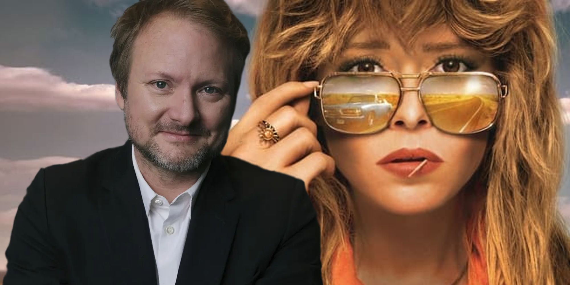 Writer-director Rian Johnson and Natasha Lyonne as Charlie on Poker Face's official poster