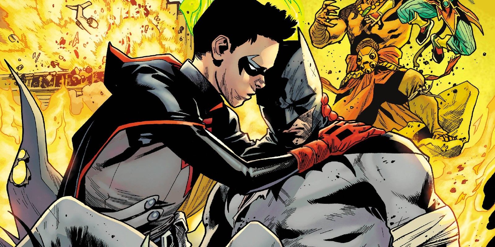Robin Damian Wayne Holding Batman