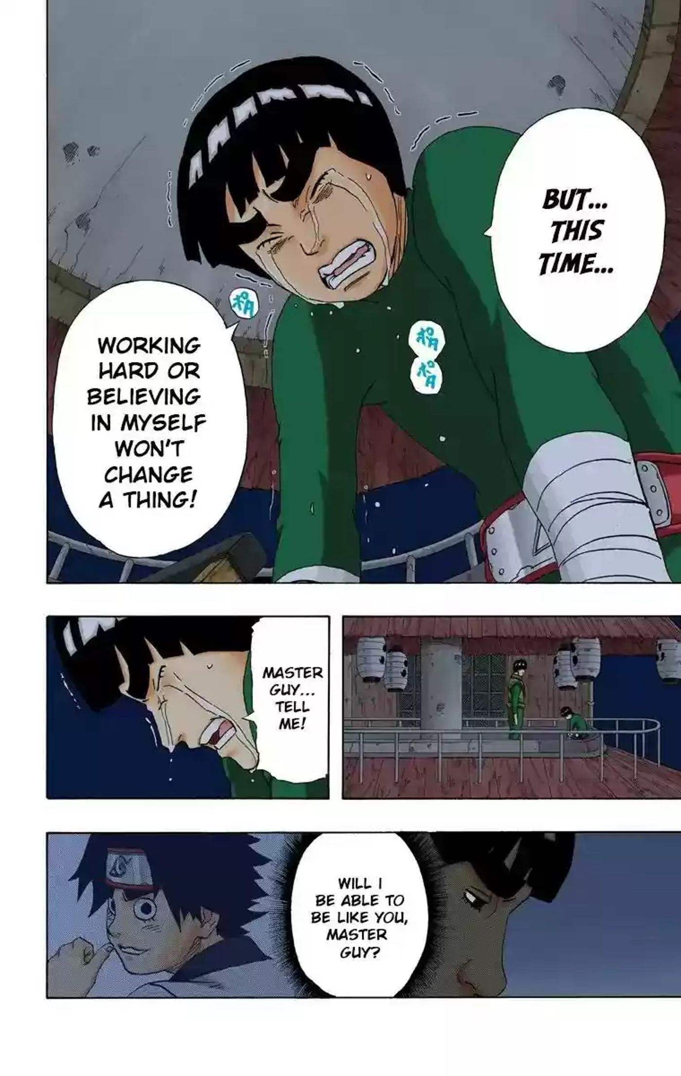 rock lee chorando com cara em naruto