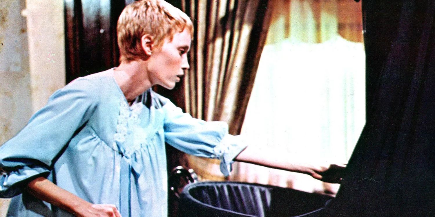 Rosemary looks in the bassinet in Rosemary's Baby.
