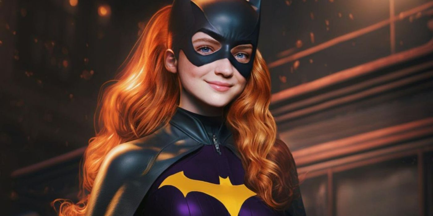 Sadie Sink dressed as Batgirl smiling in fan art