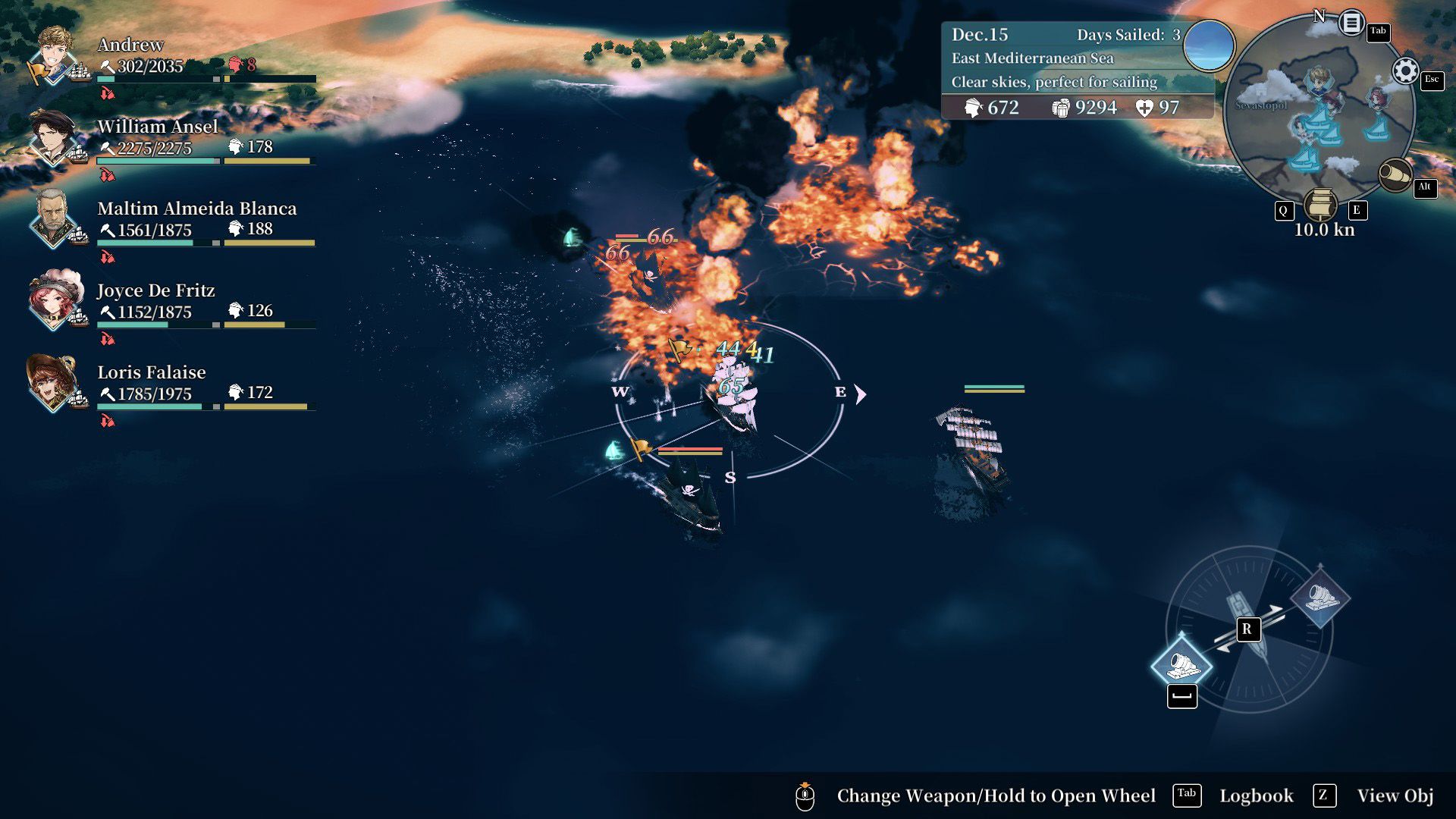 A screenshot of the ship-to-ship combat in Sailing Era.