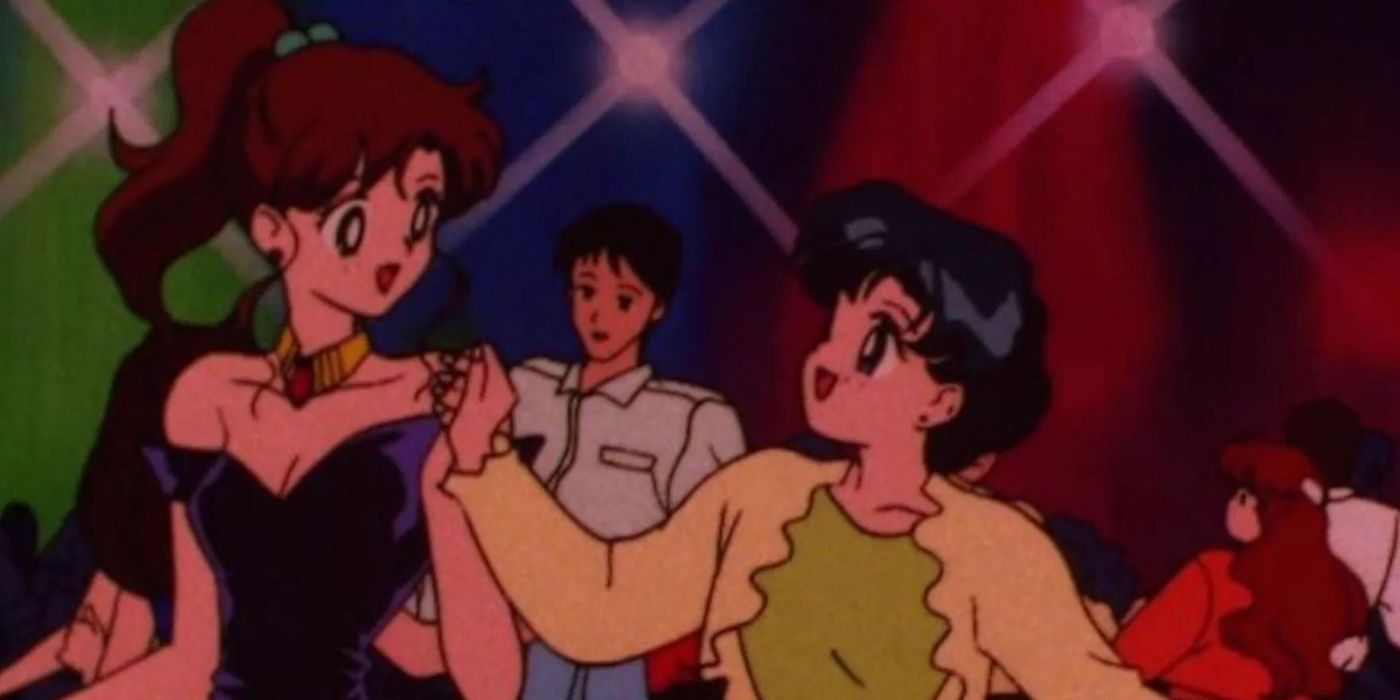 Sailor Júpiter e Sailor Mercury dançando juntas Sailor Moon