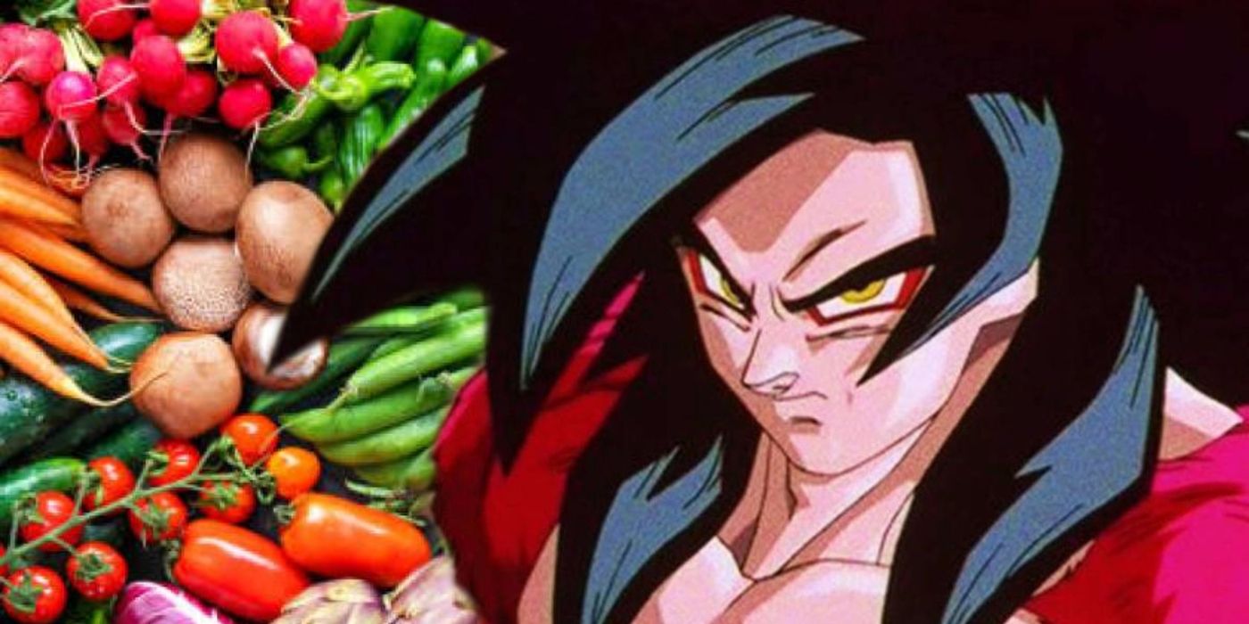 SSJ4 Goku with some vegetables.