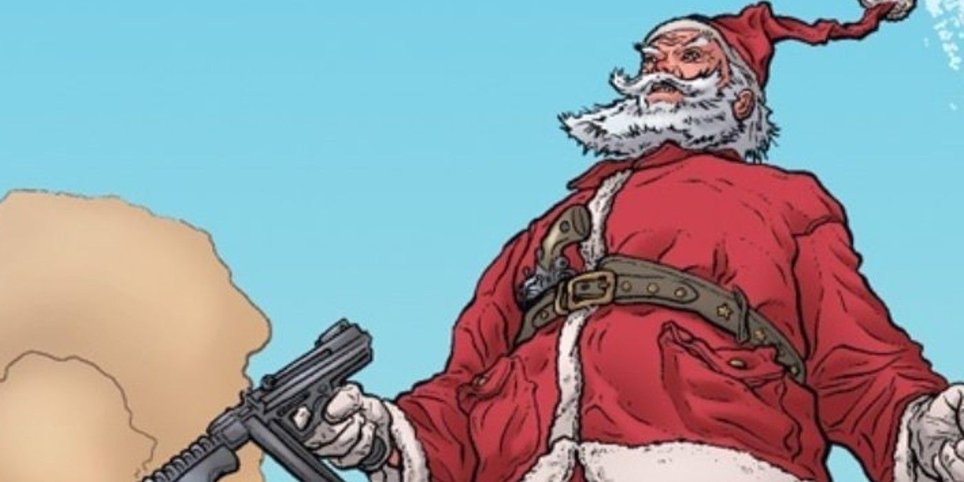 Uma imagem do Papai Noel segurando uma arma em The Last Christmas
