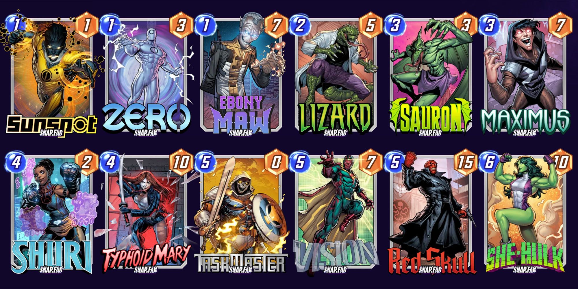 Sauron Marvel SNAP deck with Vision and Shuri