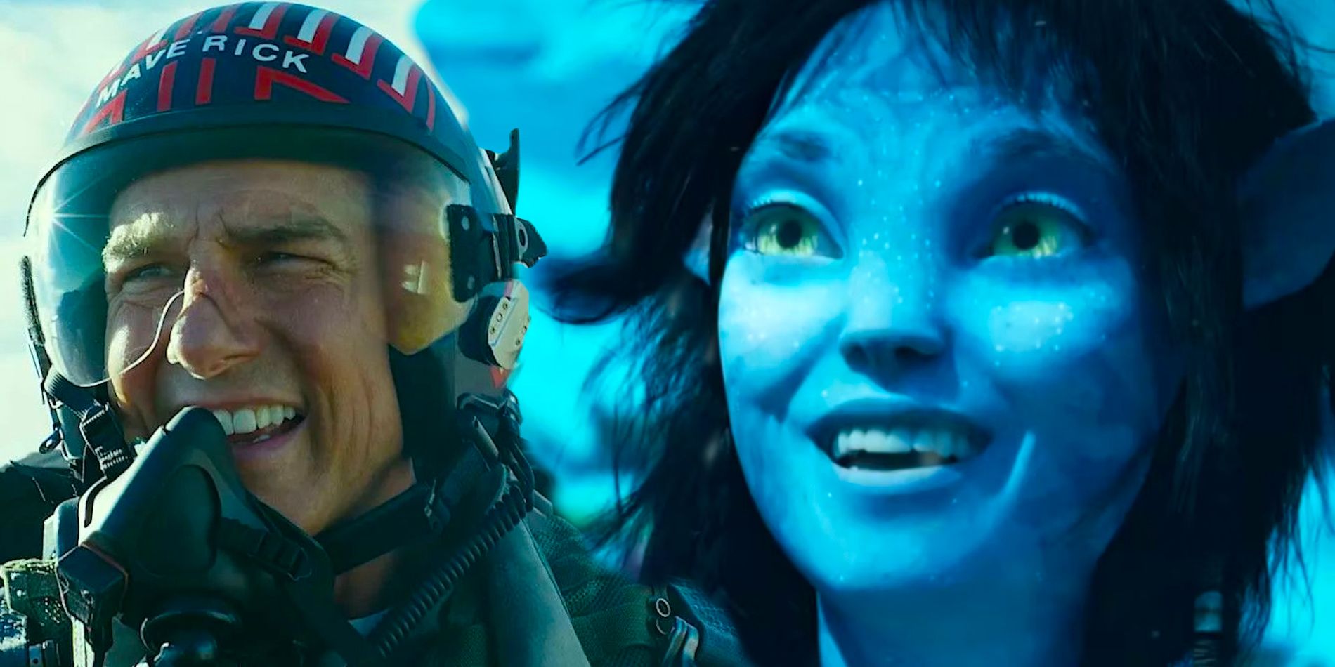 Avatar The Way of Water Kiri and Tom Cruise in Top Gun Maverick