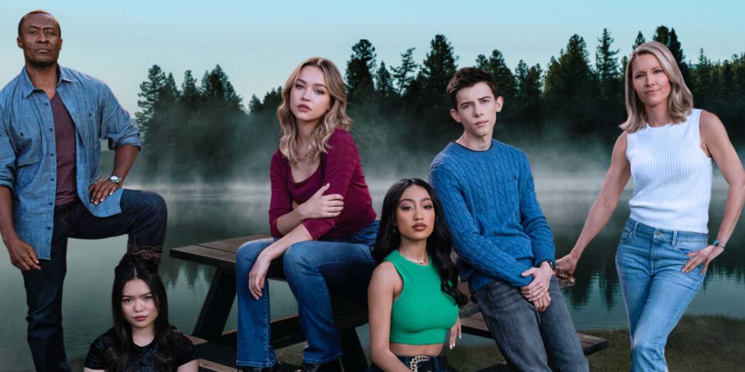 New Cruel Summer cast sitting by the lake in promotional image