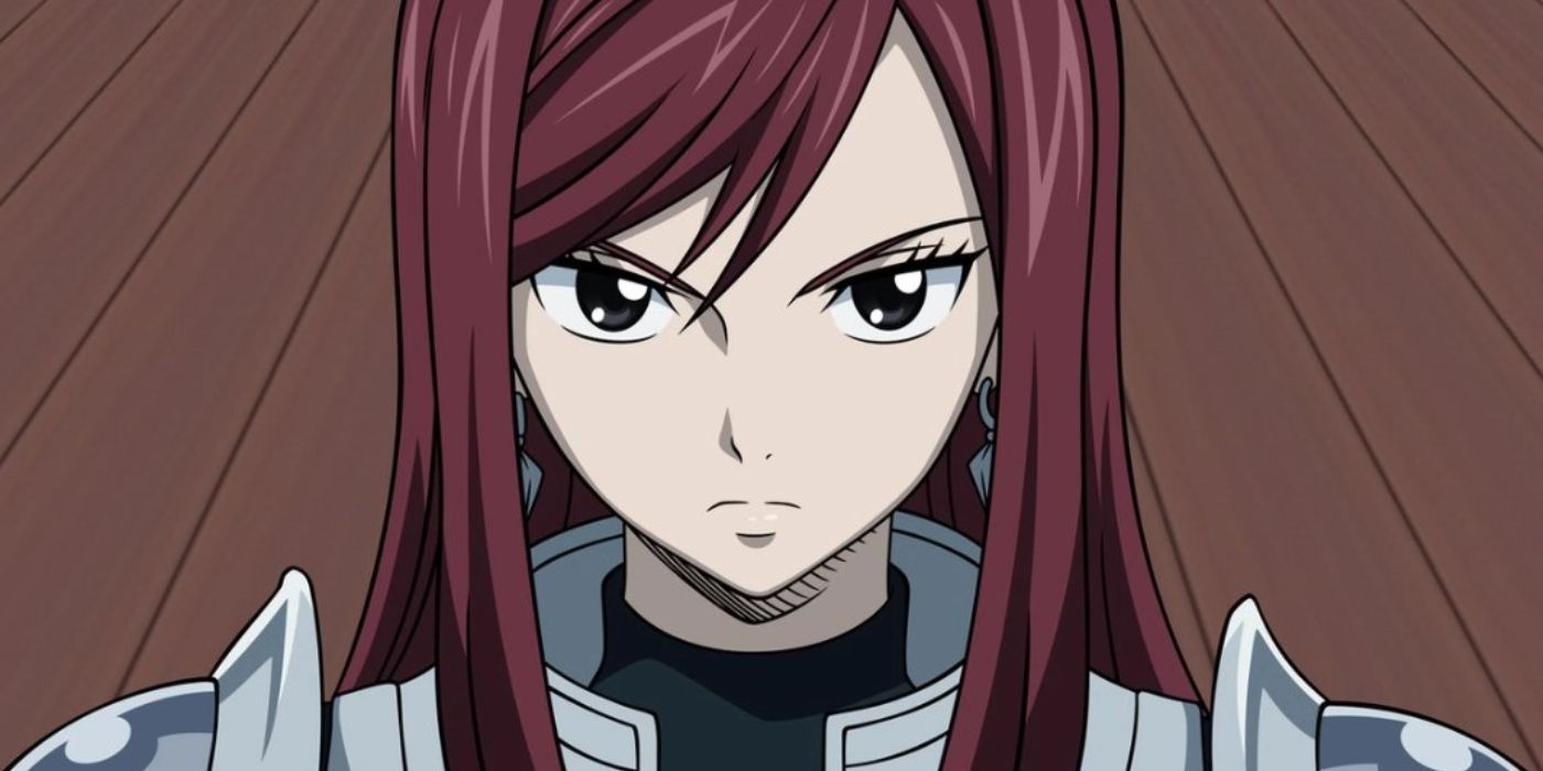 Erza Scarlet from Fairy Tail looking forward confidently.