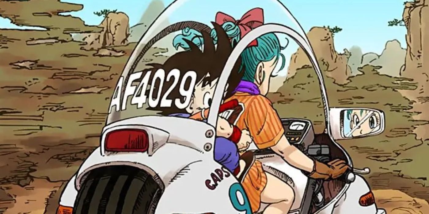 Goku and Bulma at the beginning of Dragon Ball in the full color manga.