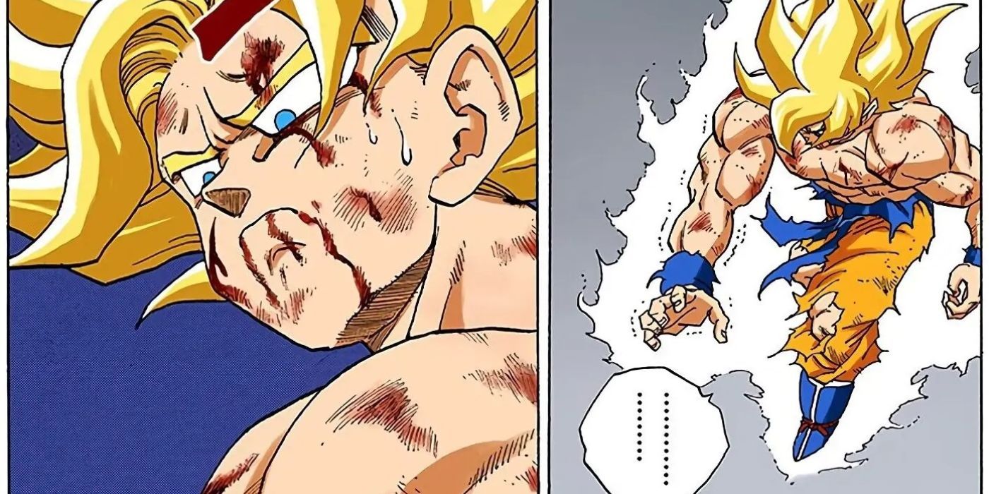 Goku after defeating Frieza on Namek in the Dragon Ball Full Color manga.