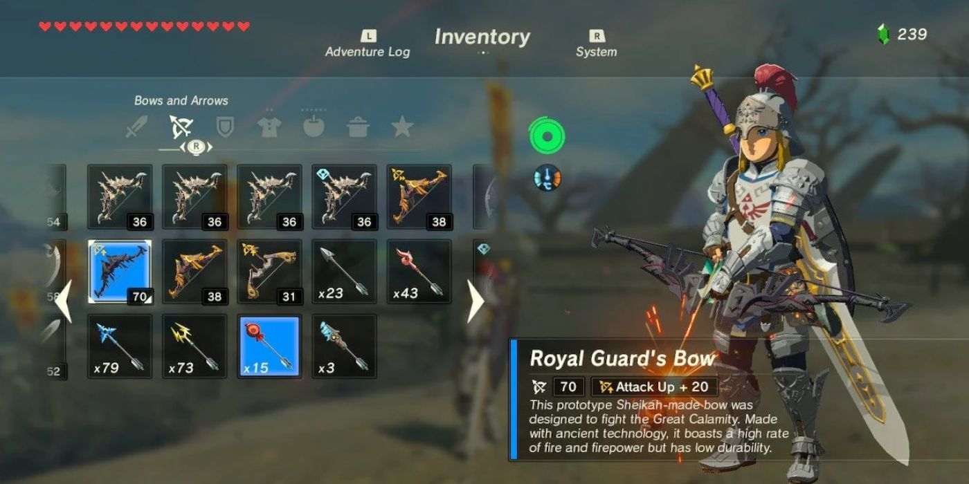 Link with the Royal Guard&rsquo;s Bow in the Legend of Zelda: Breath of the Wild.