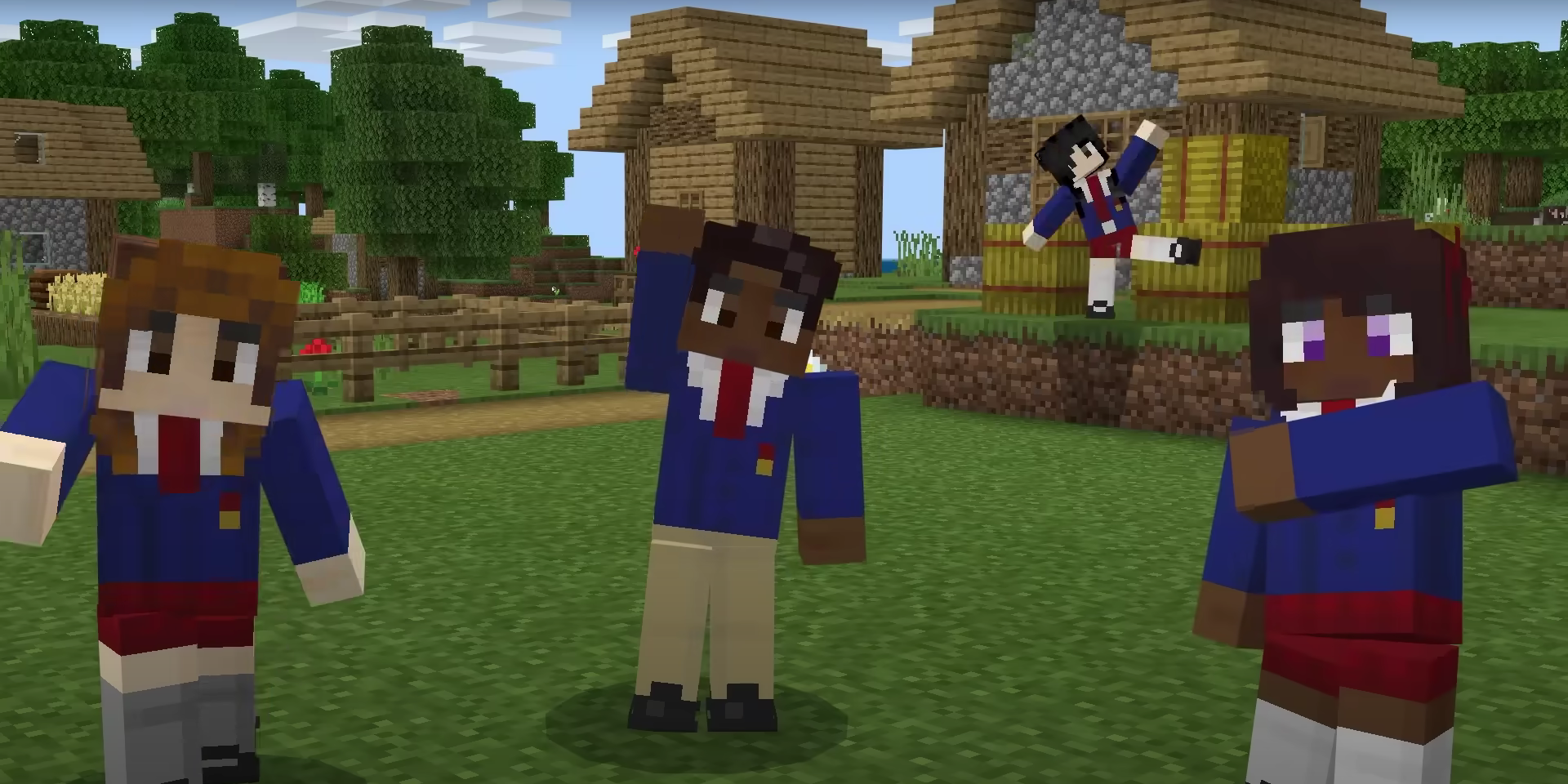 Trailer do Minecraft Realms com quatro amigos saindo