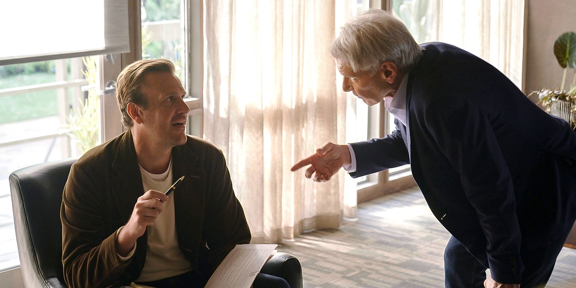 Paul (Harrison Ford) yelling at Jimmy (Jason Segel) in Shrinking 