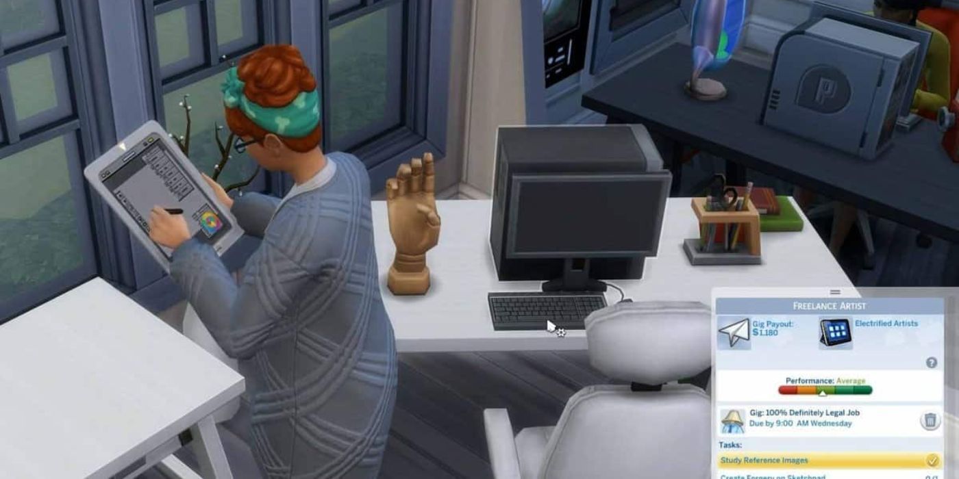 A digital artist freelancer working in The Sims 4.