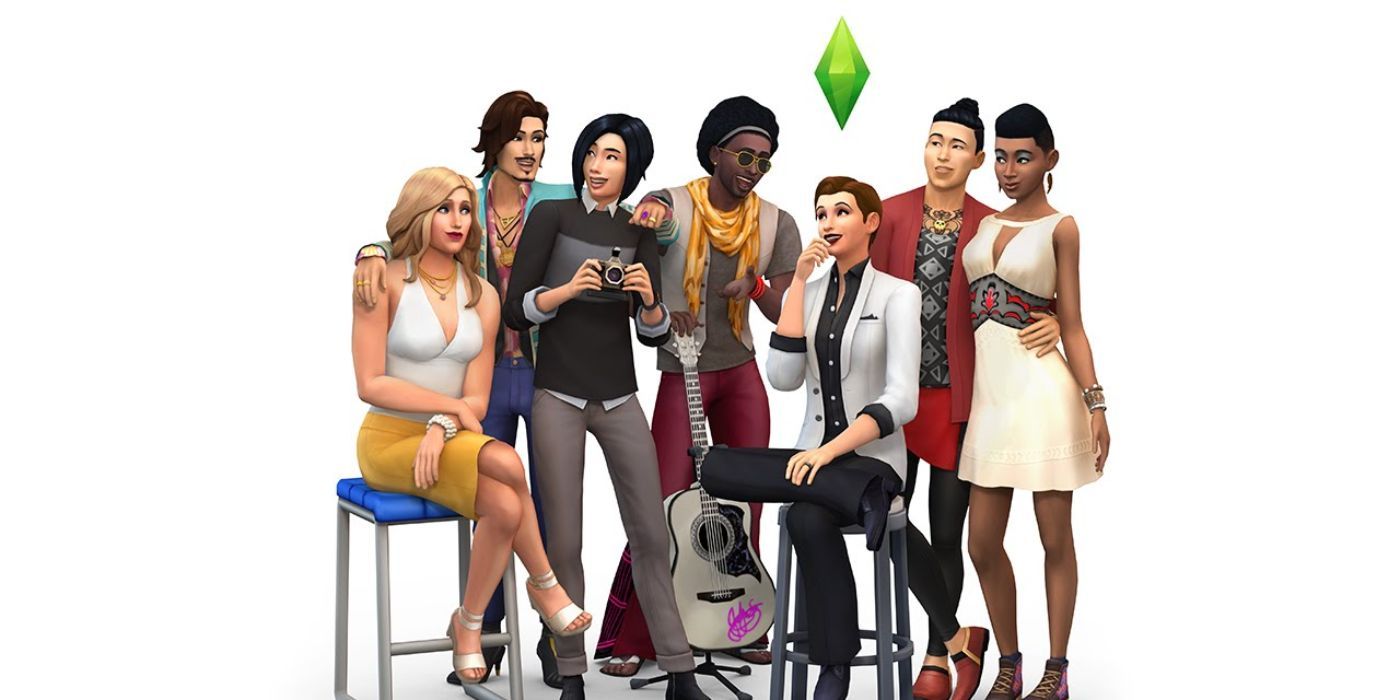 The Sims 4 renders artwork with Sims created with the gender customization tools.