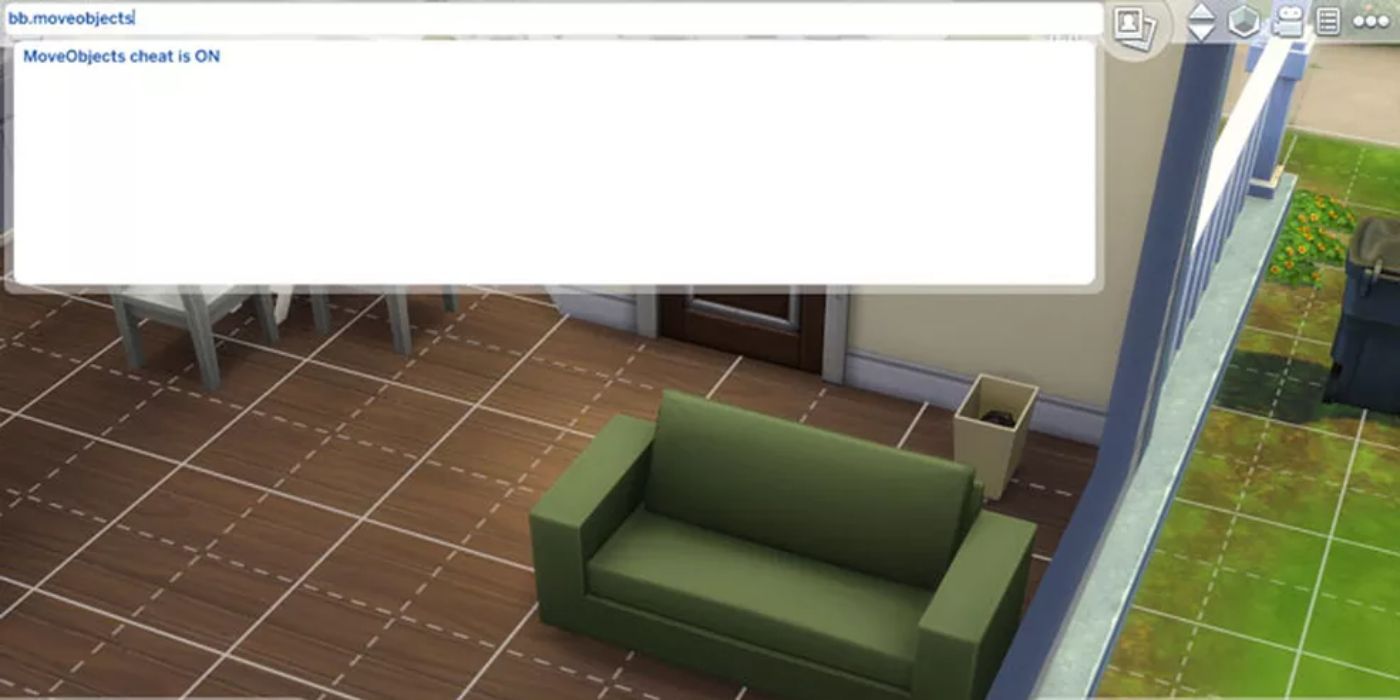 An image from The Sims 4 showing the MoveObjects cheat