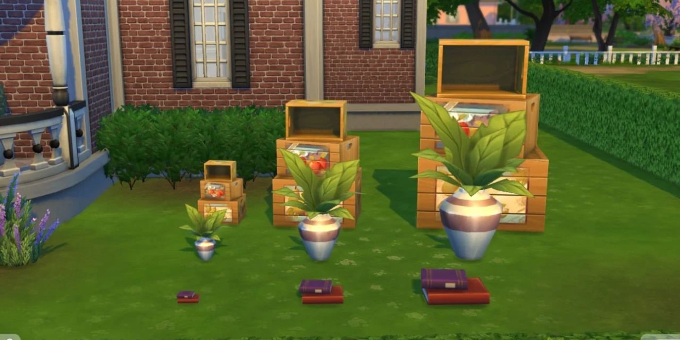 Three objects have been zoomed up and down in The Sims 4