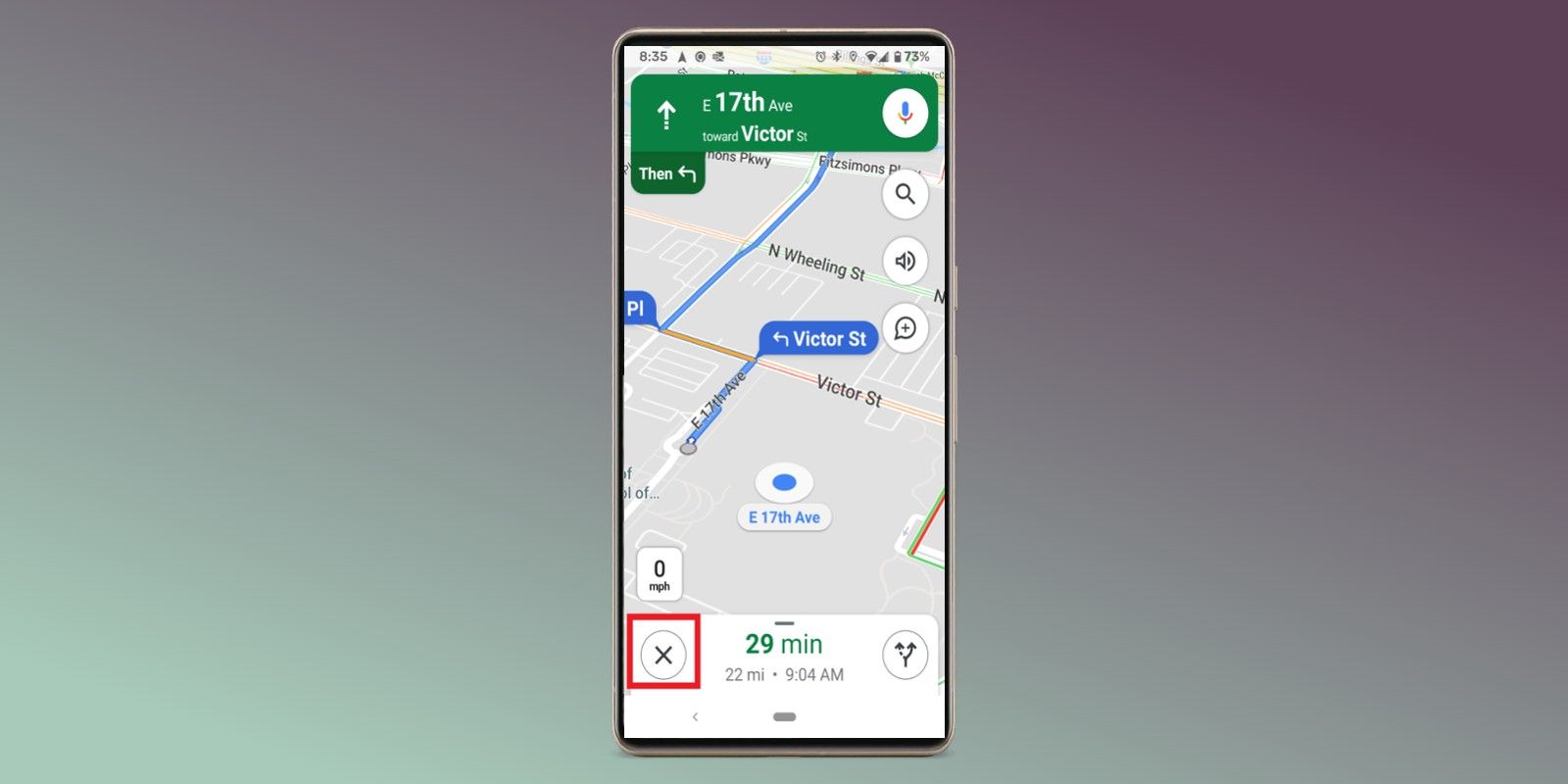 A smartphone with Google Maps navigation on the screen