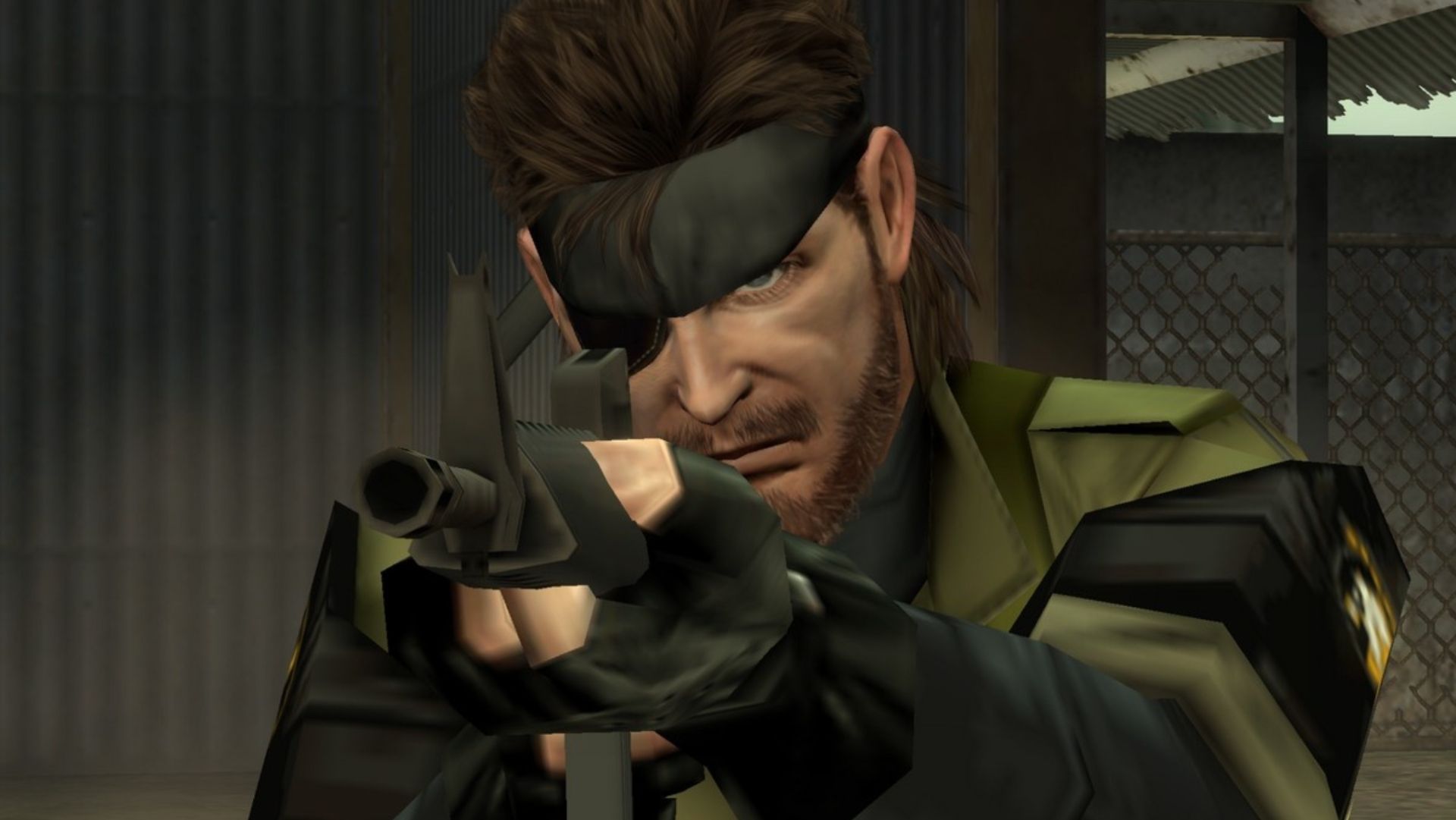 Snake aiming his rifle in Metal Gear Solid: Peace Walker.