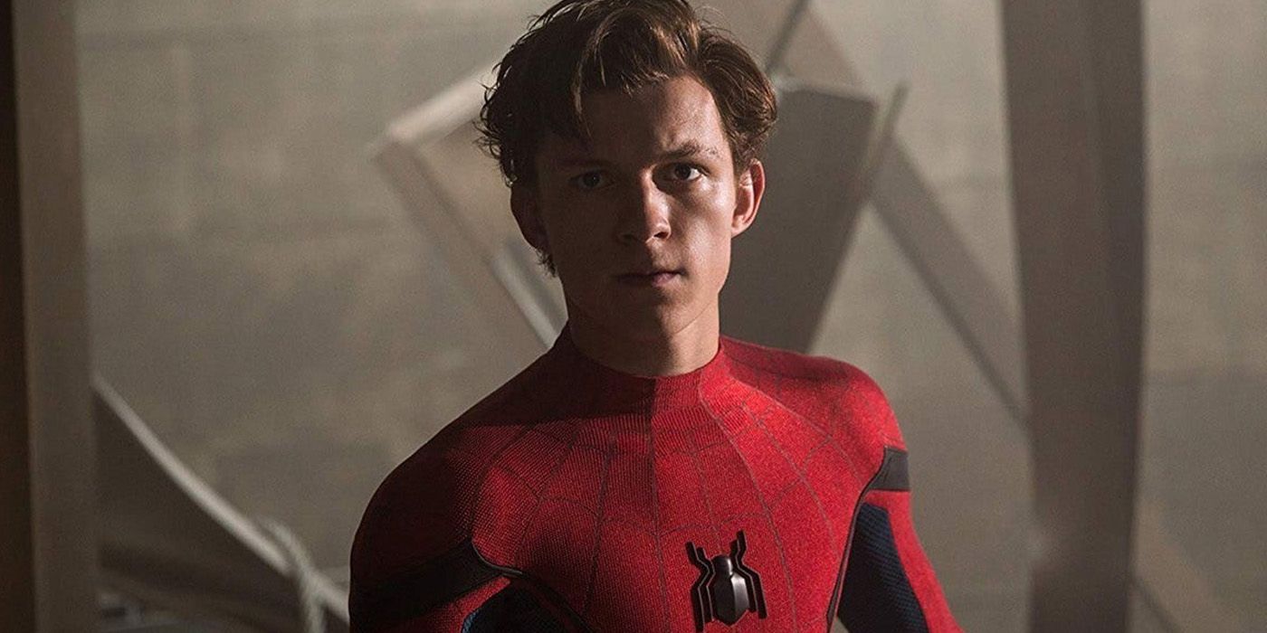 Tom Holland as Spider-Man in Homecoming.