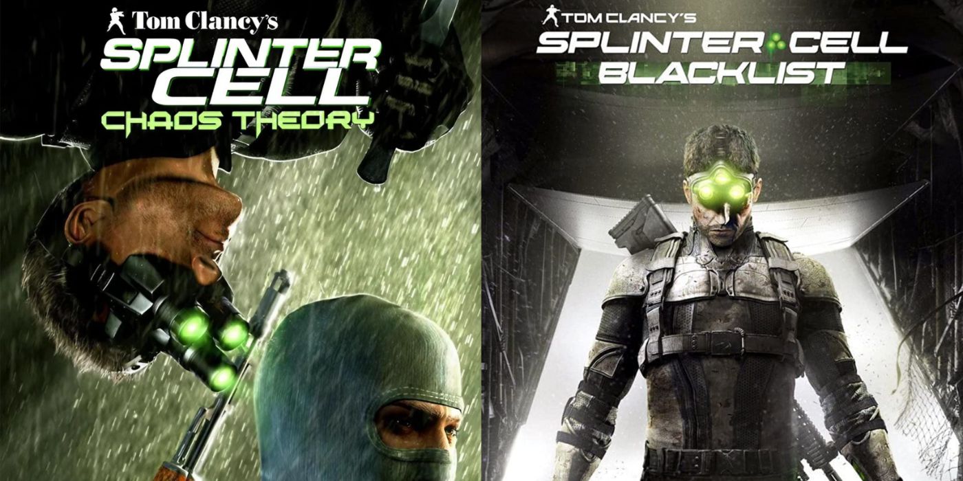 Split image of Splinter Cell: Chaos Theory and Blacklist promo art.