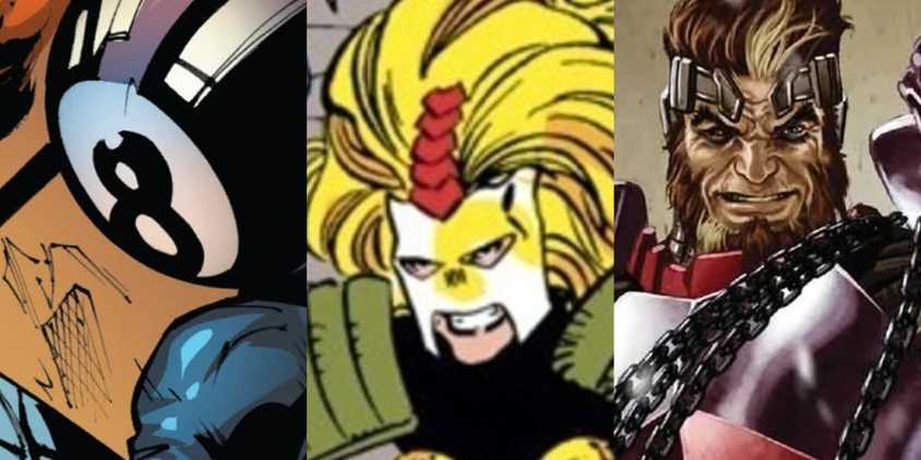 Split image of 8 Ball, Snake Whip and Ahab Marvel 90s feature