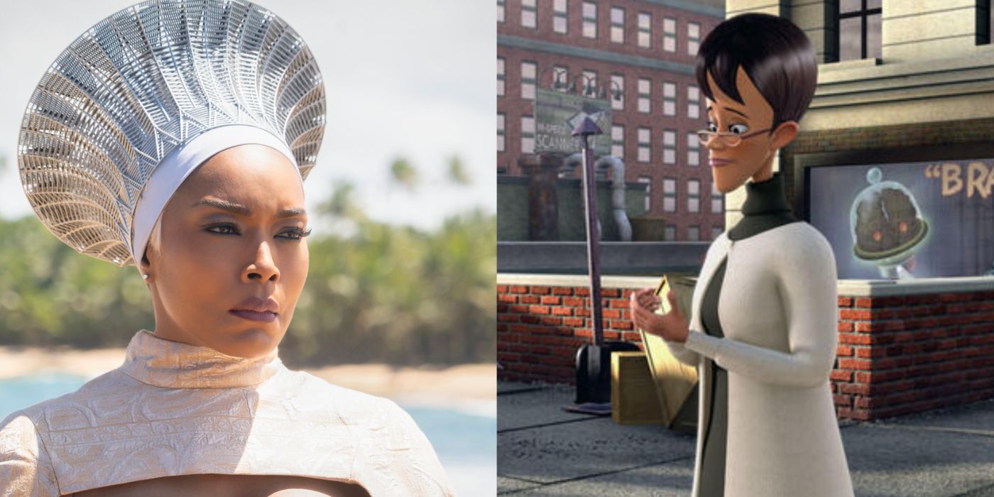 Split image of Angela Bassett in Black Panther Wakanda Forever and Mildred in Meet the Robinsons
