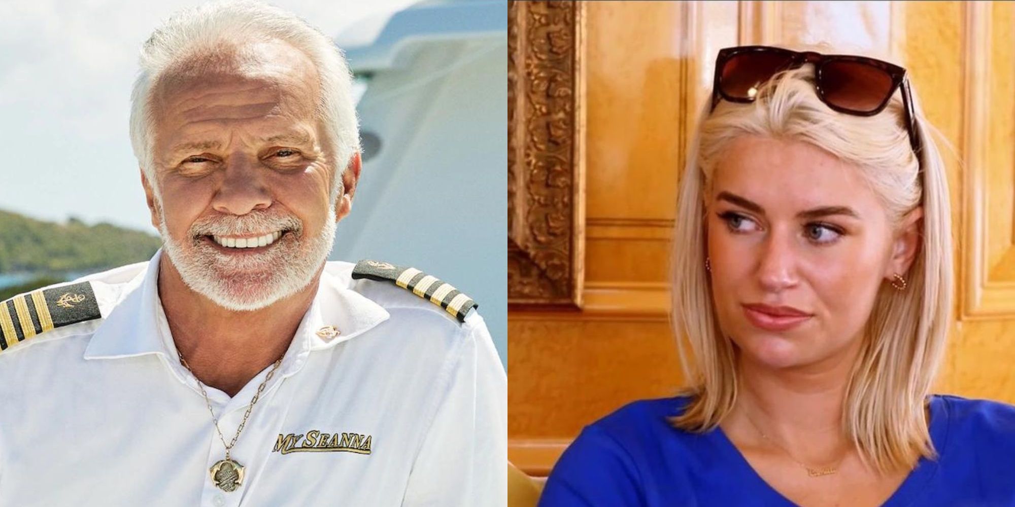 Split image of Below Deck's Captain Lee and Camille Lamb