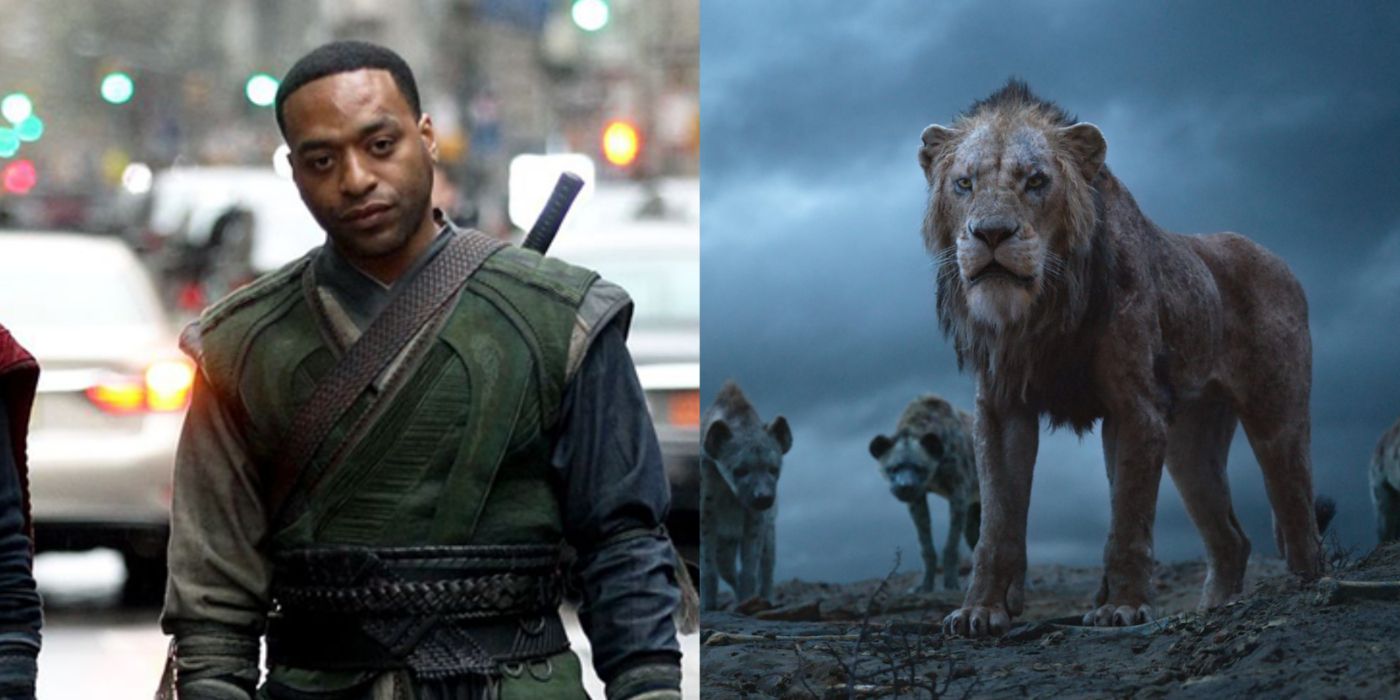 Split image of Chewitel Ejiofor in Doctor Strange and The Jungle Book