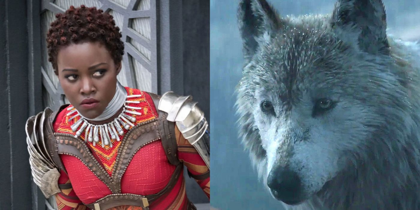 Split image of Lupita Nyong'o in Black Panther and The Jungle Book