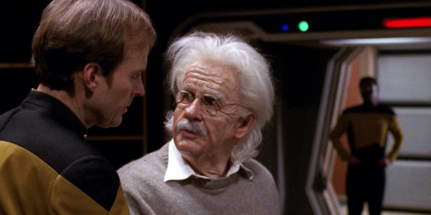 Einstein talks with Barclay from Star Trek the Next Generation 