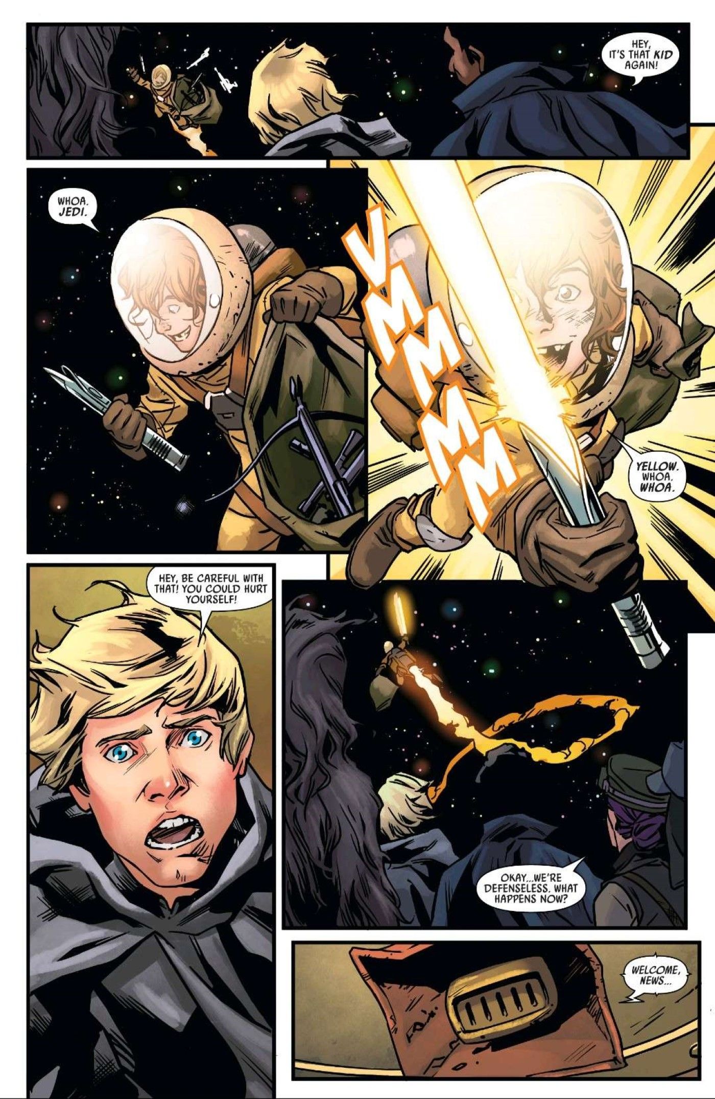 Luke Skywalker's yellow-bladed lightsaber is stolen in Star Wars #30.