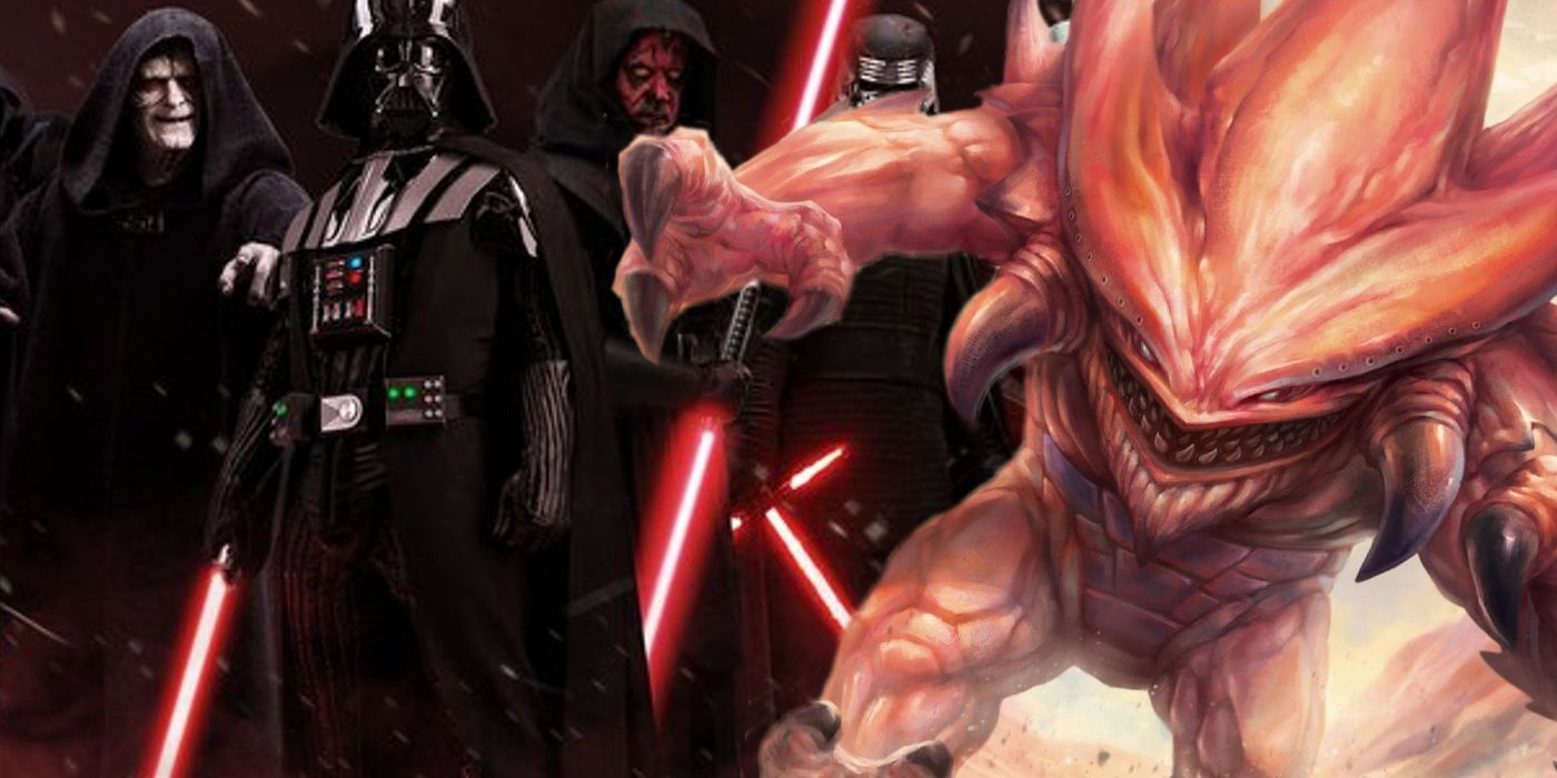 Various Canon dark side users in Star Wars and a Legends Terentatek creature