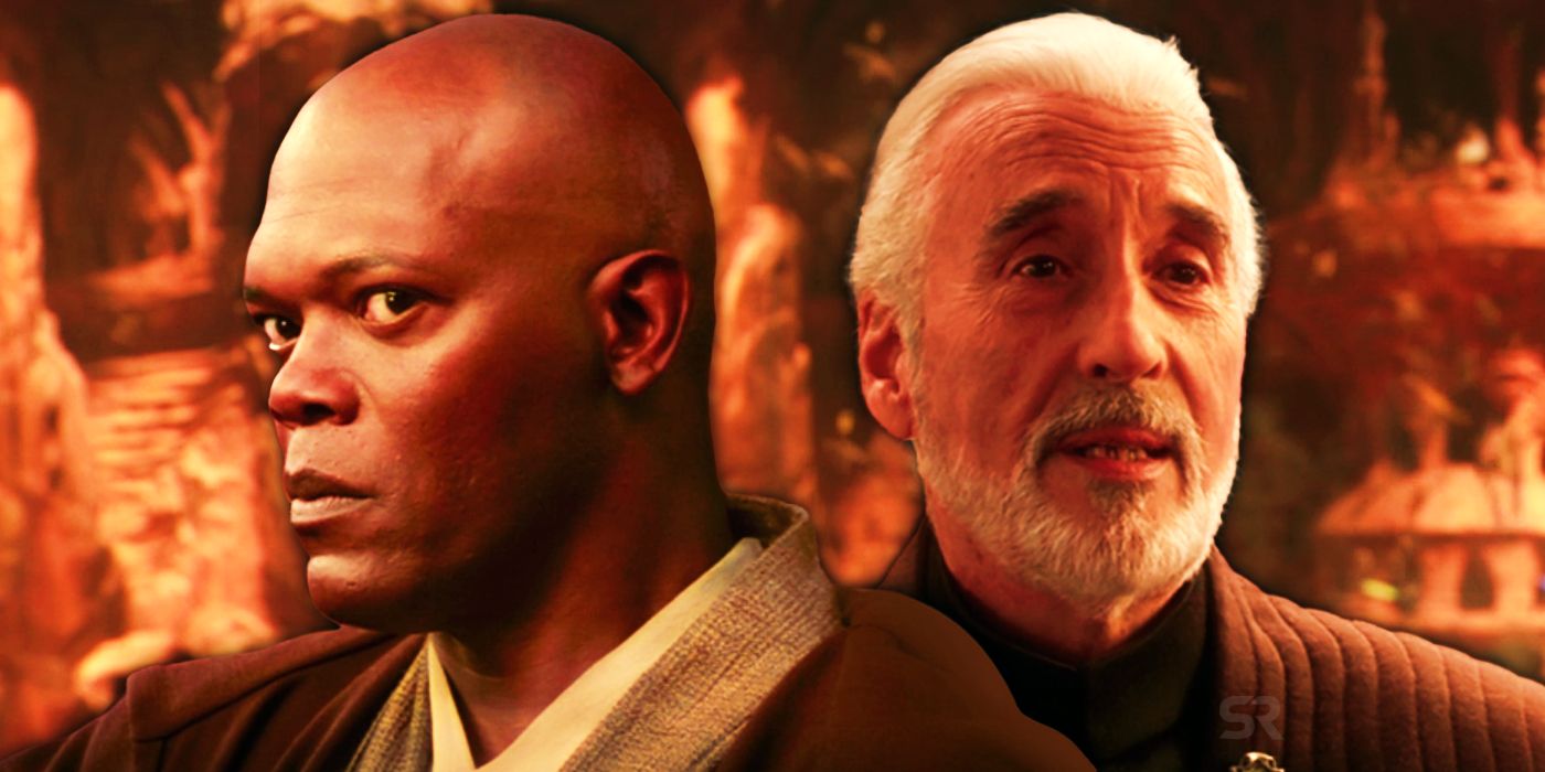 Jedi Master Mace Windu and Count Dooku in Attack of the Clones
