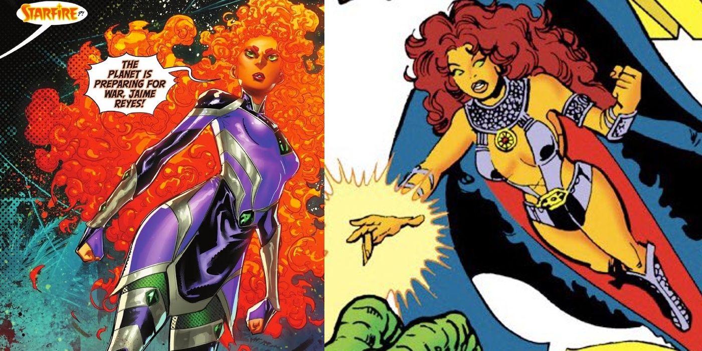 Starfire novo traje e comparação de traje Perez